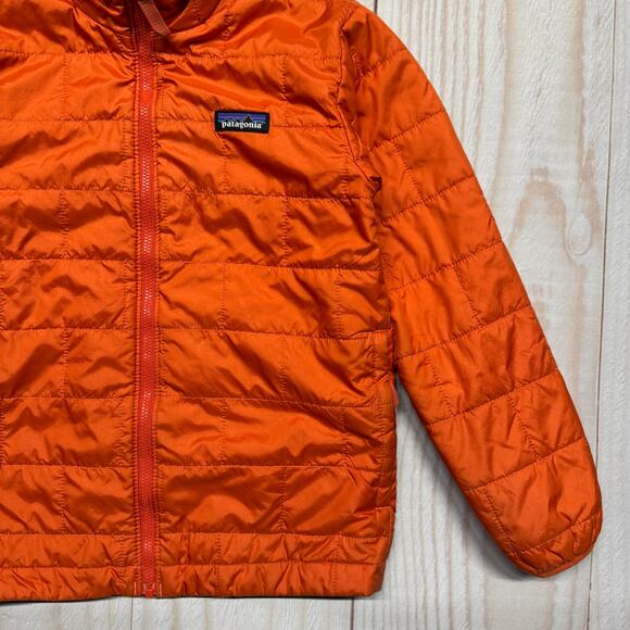 Patagonia Boys Nano Puff Primaloft Jacket Size Small 7-8 Brick Quilted Orange - Picture 4 of 8